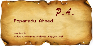 Poparadu Ahmed névjegykártya
